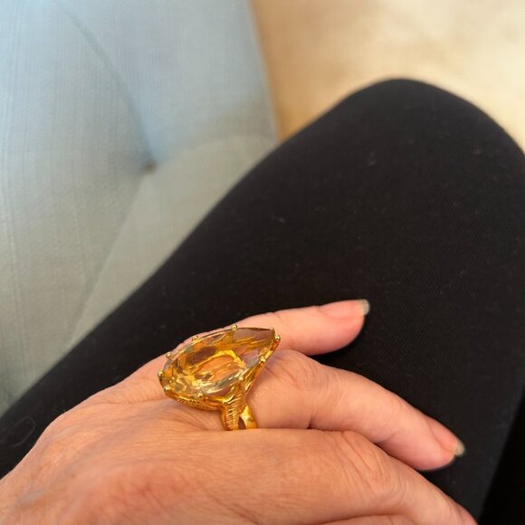 Pear Shape Citrine Ring and Pendant 40ct total - Picture 2 of 13